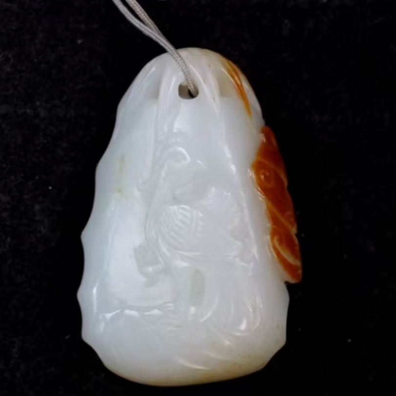 清代和田凤鸟挂件   