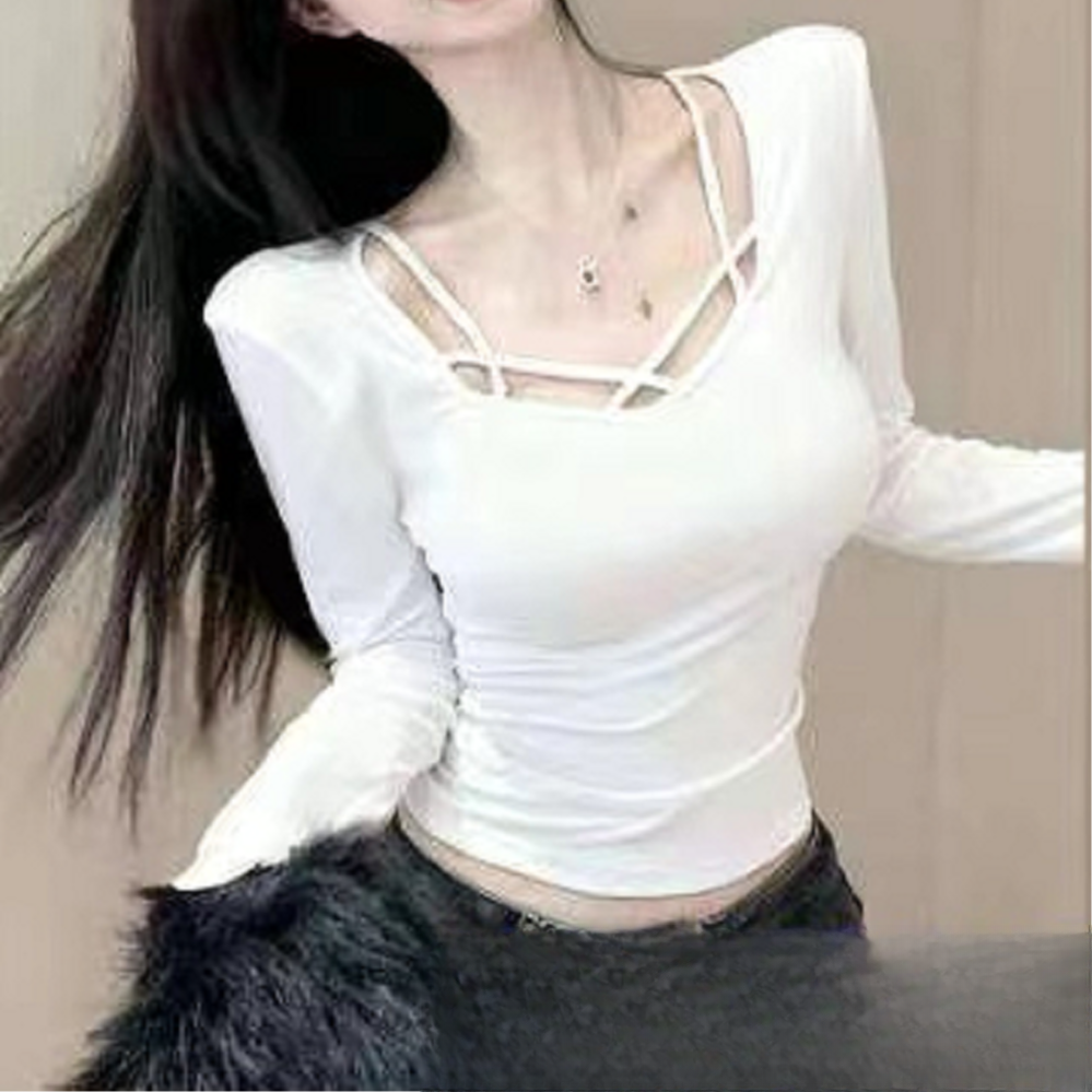 欧街-韩系交叉吊带打底上衣11272
