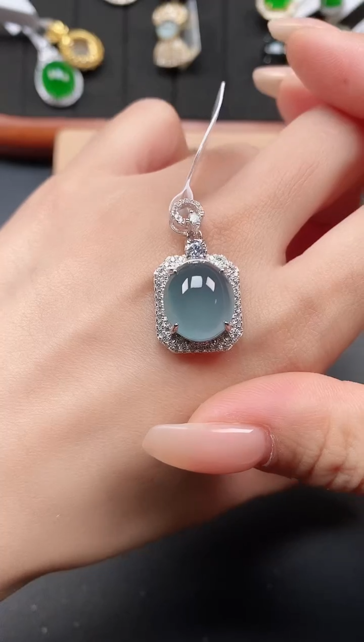 银S925镶嵌戒指翡翠1