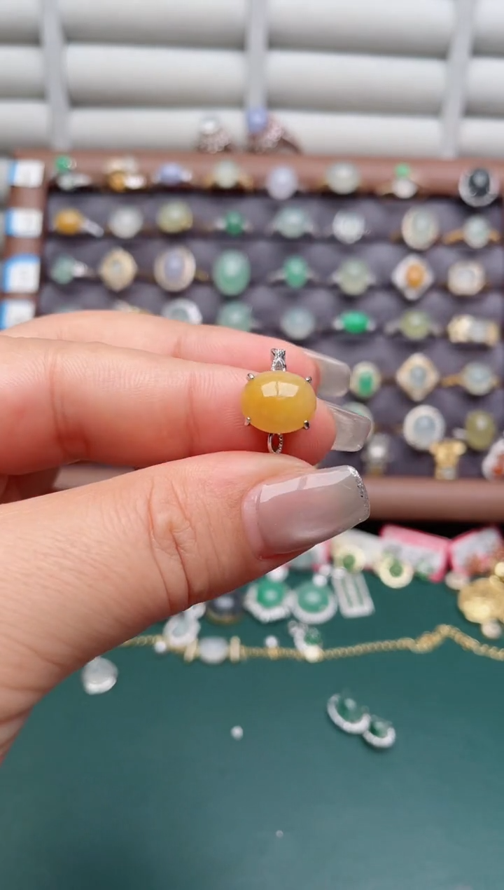 银S925镶嵌戒指翡翠.