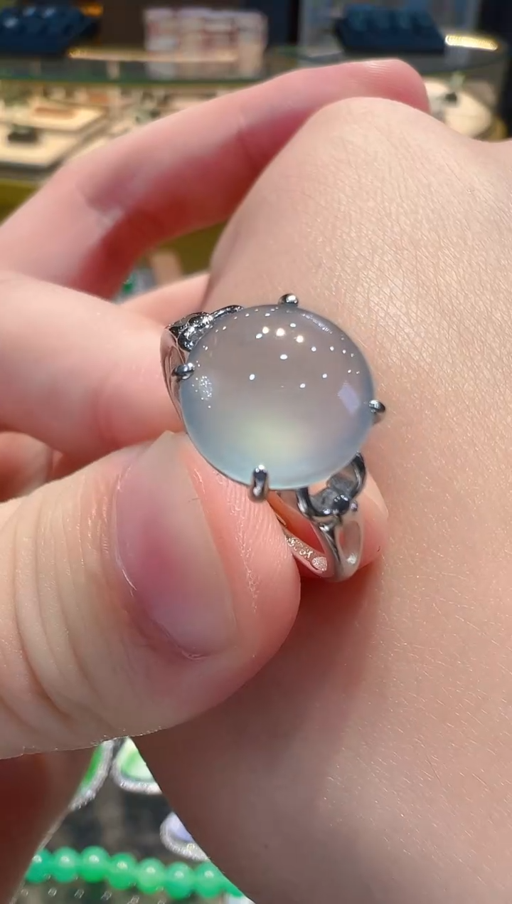 翡翠戒指银S925镶嵌多样性发其一