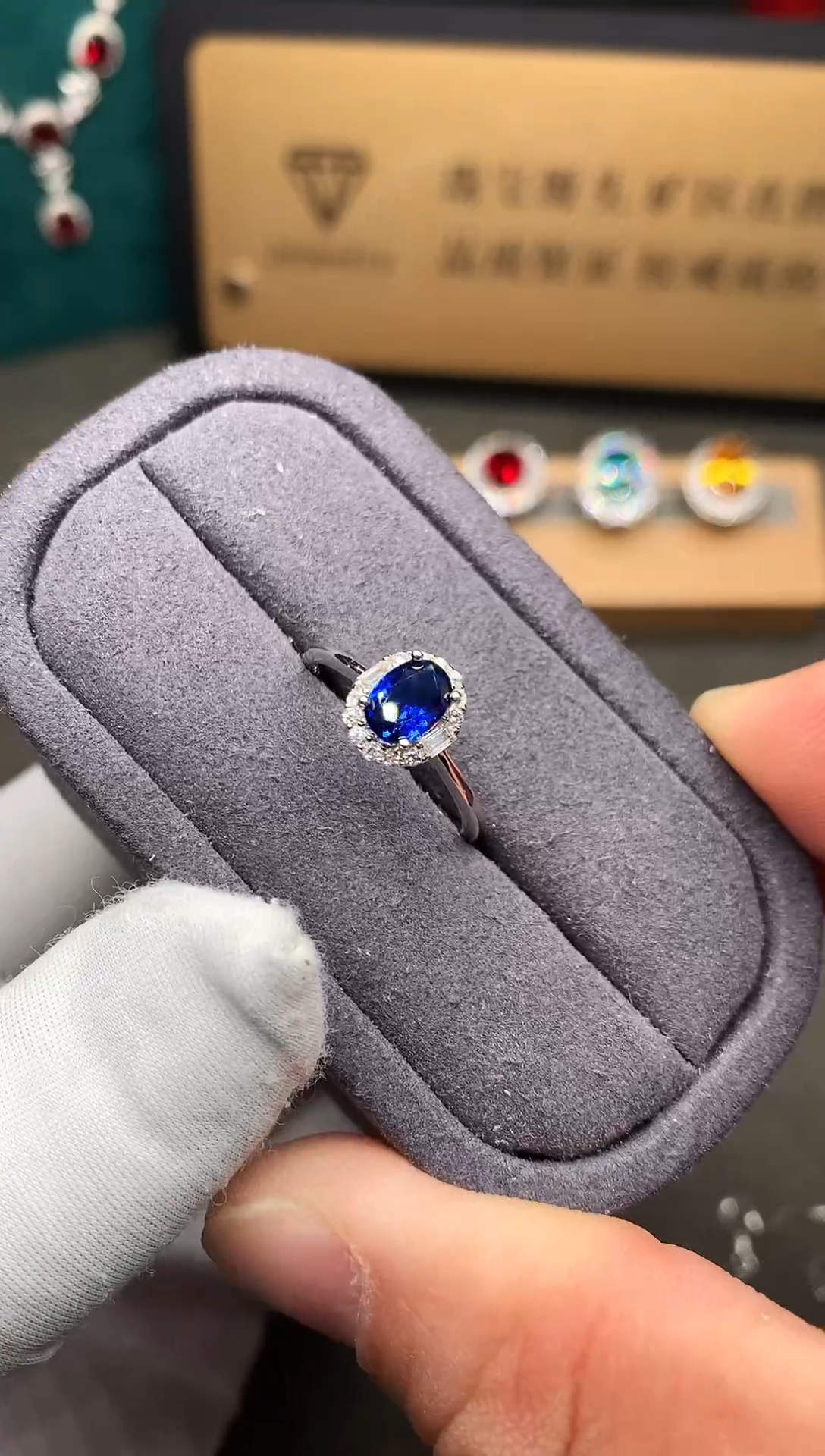 戒指蓝宝石银S925镶嵌......