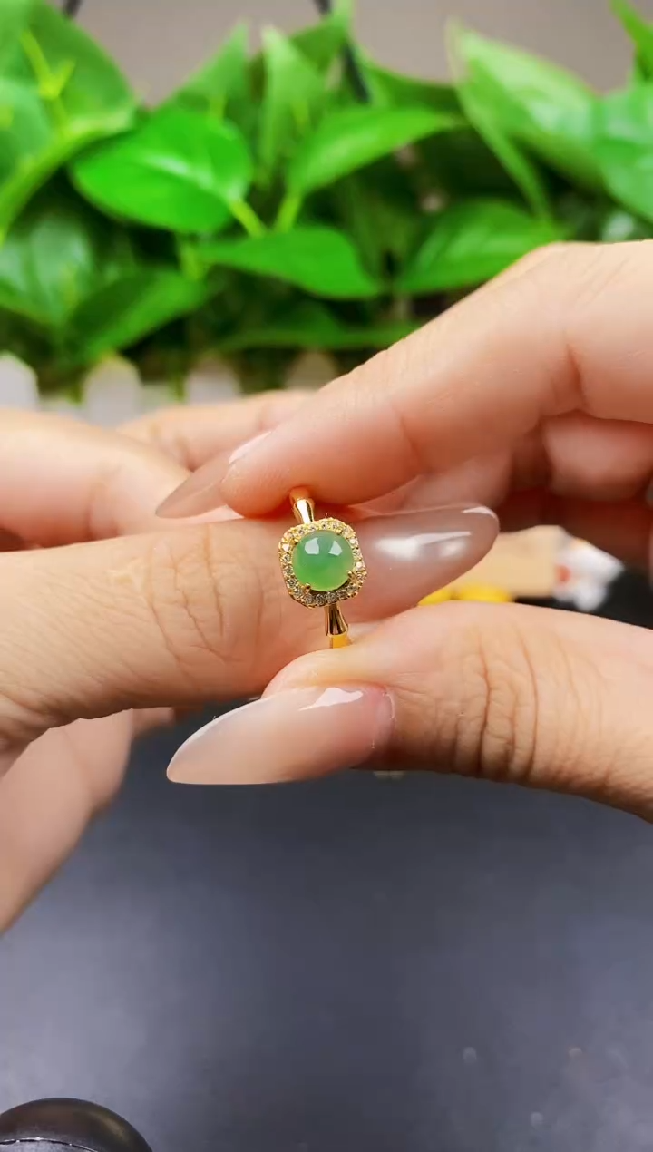 翡翠戒指银S925镶嵌12