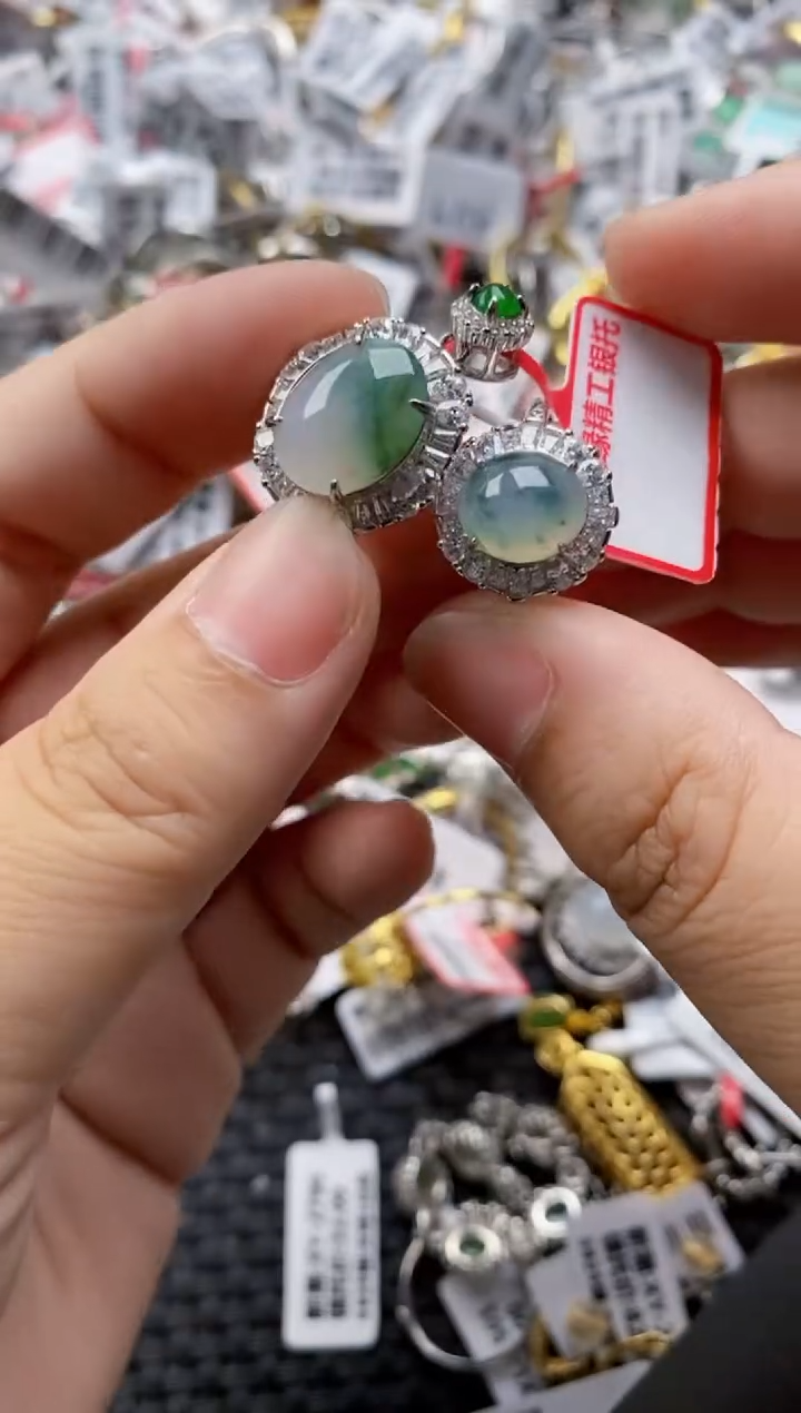 翡翠戒指银S925镶嵌444444   5