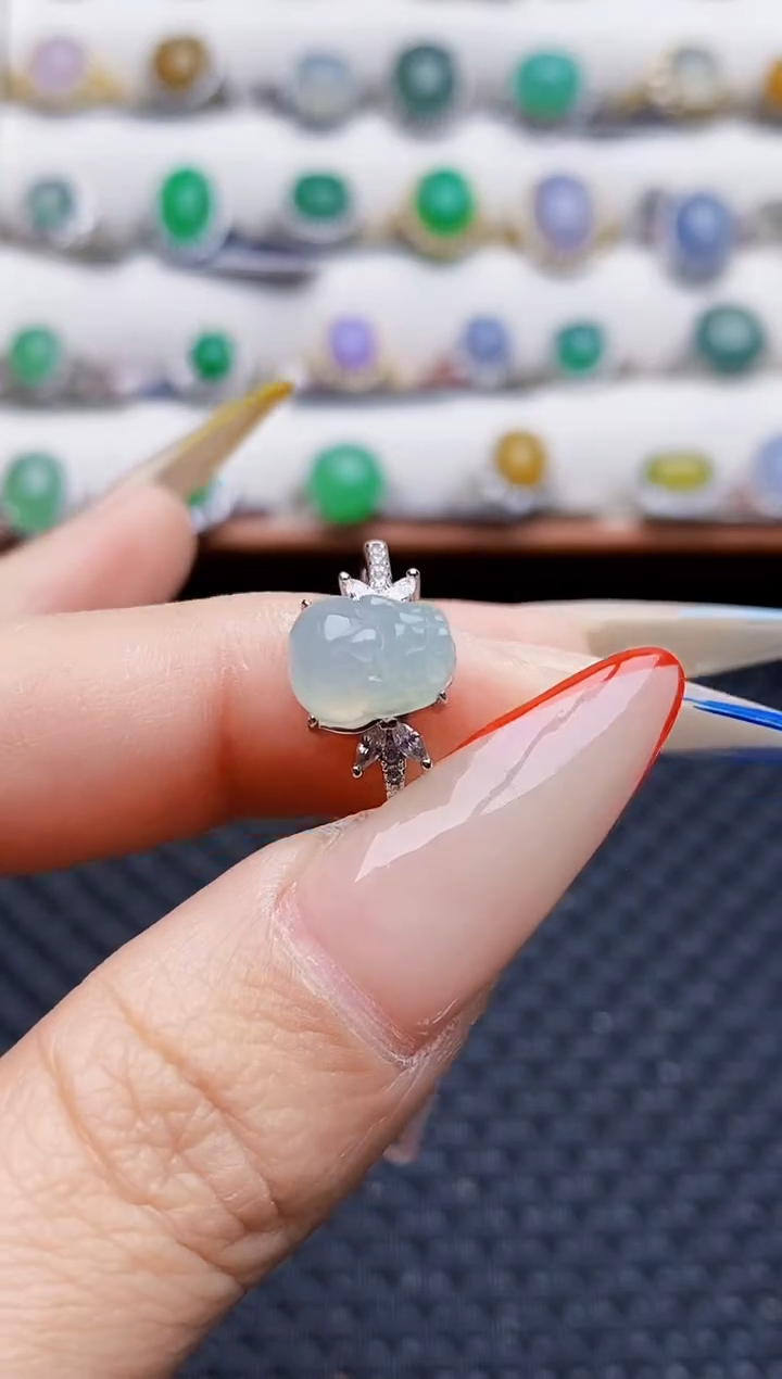 银S925镶嵌戒指翡翠6752