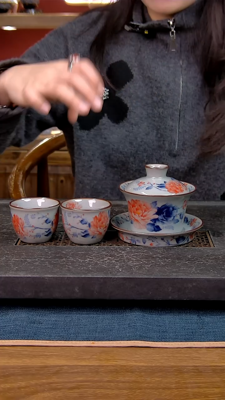 简装家用款3件套 老陶泥开片纹陶瓷茶具