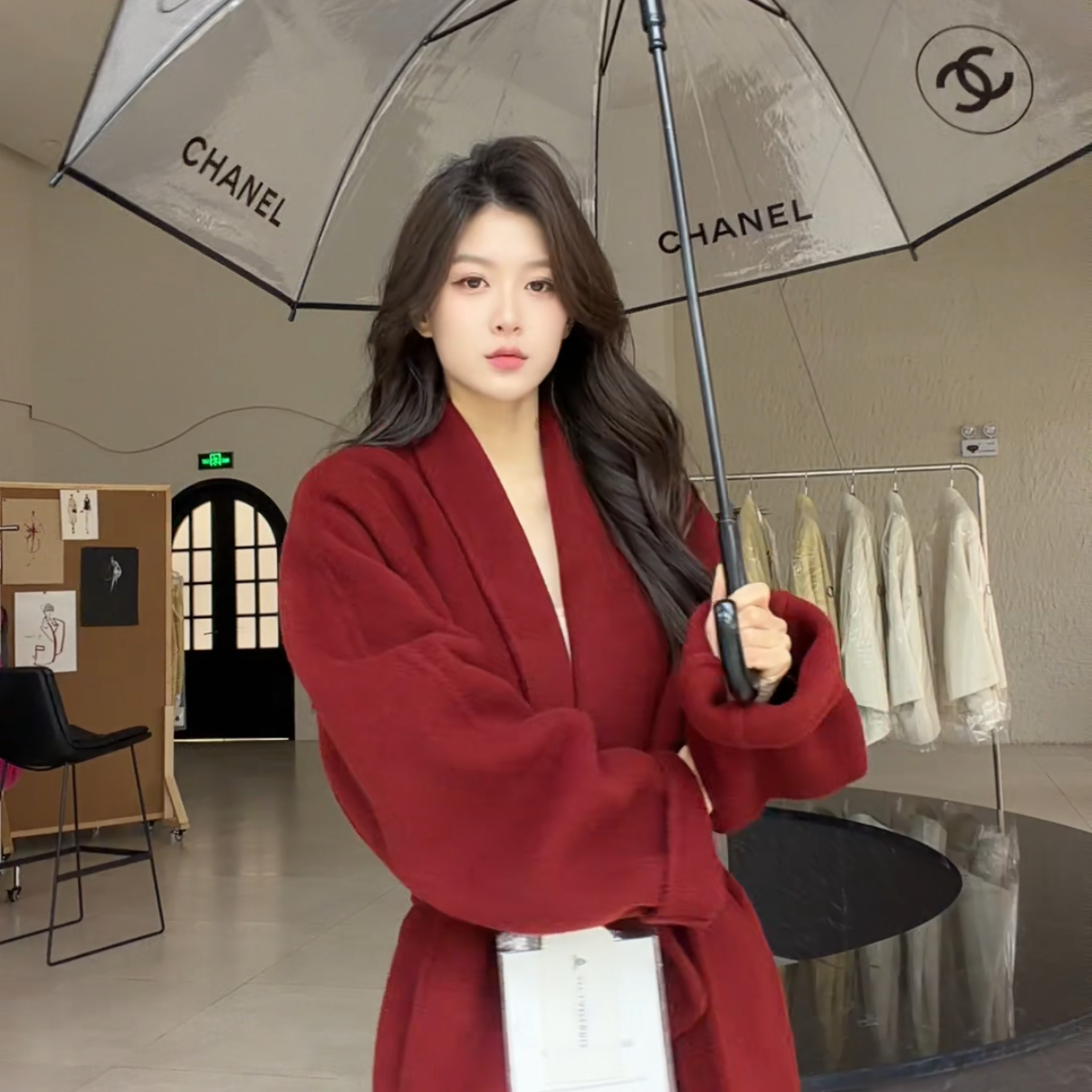 2025时尚斗篷带帽双面羊毛大衣