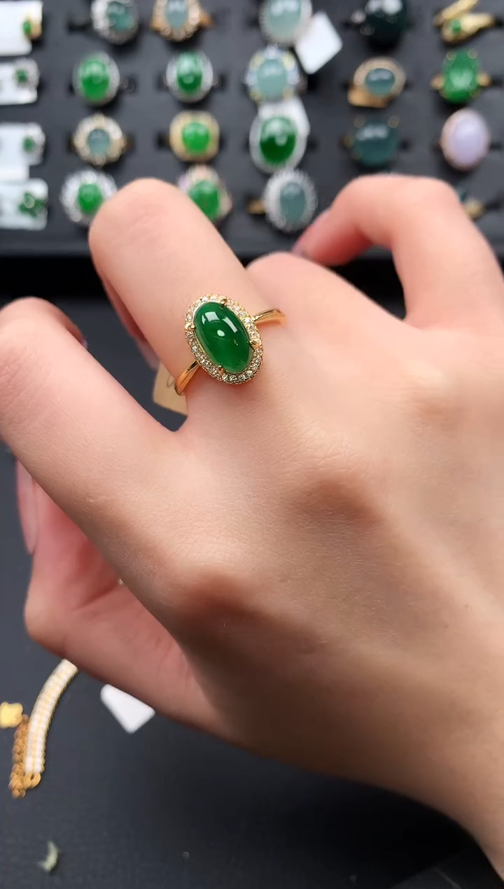 【闪购商品】翡翠戒指银S925镶嵌63141