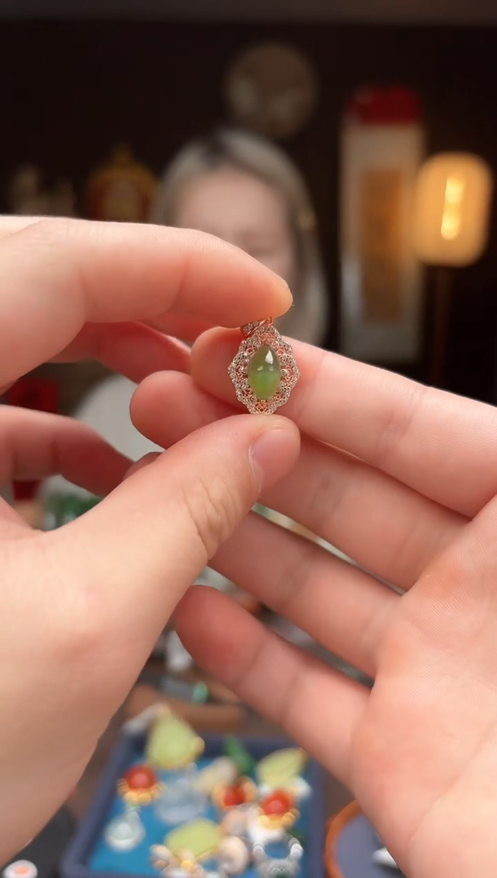 【闪购商品】和田玉AB203蛋面银S925镶嵌-