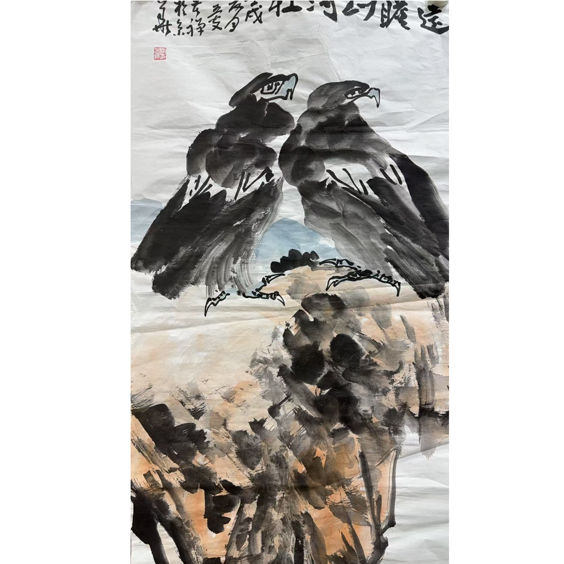 苦禅款绘画鹰画心100.50 4.5平尺