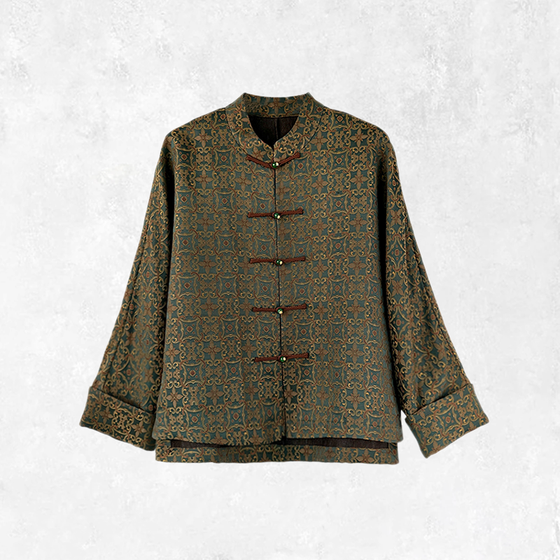 【金钱纹】新中式非遗宋锦精致小立领舒适优雅大气高端长袖