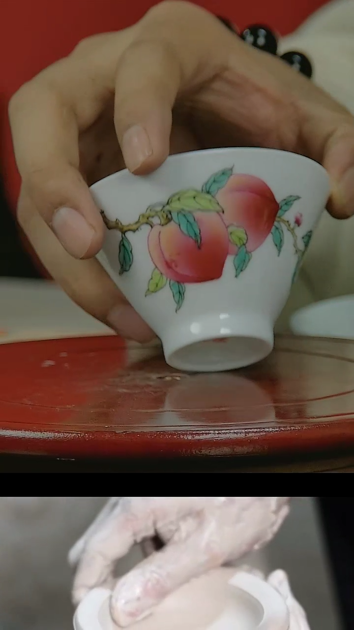 【闪购商品】007景德镇国企好瓷推荐粉彩寿桃斗笠杯