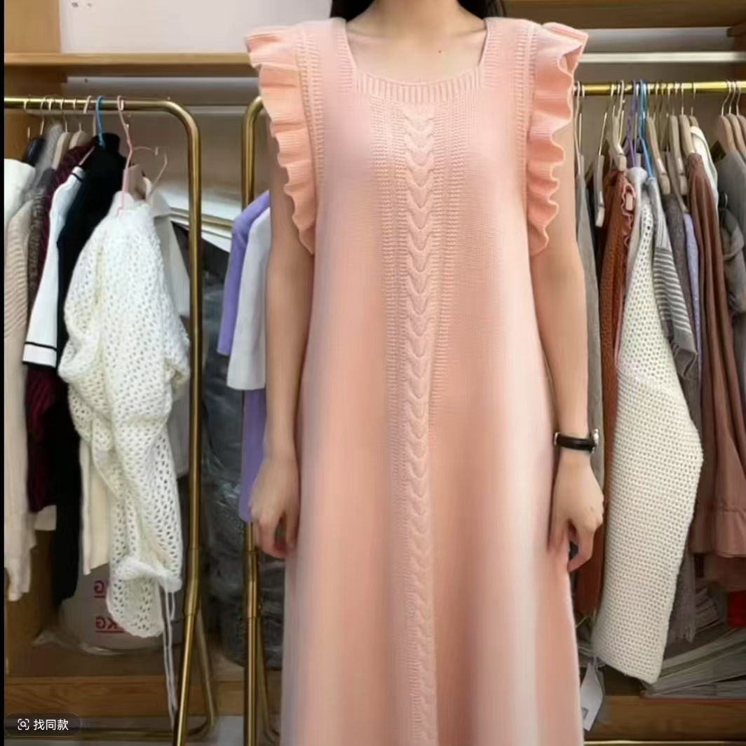 重磅推荐！花仙子肉粉羊绒针织中长款