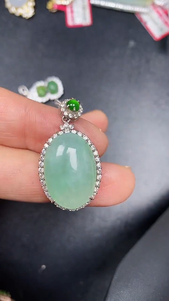 银S925镶嵌戒指翡翠3700