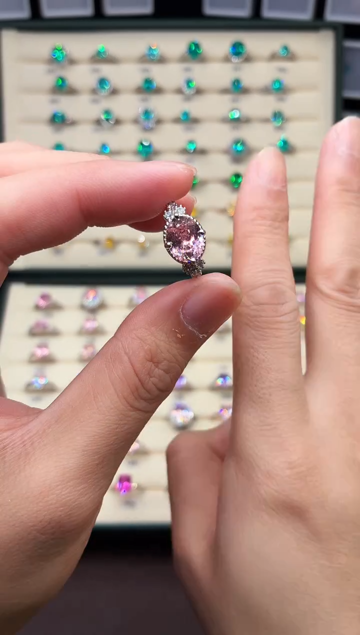 戒指彩色蓝宝石银S925镶嵌1