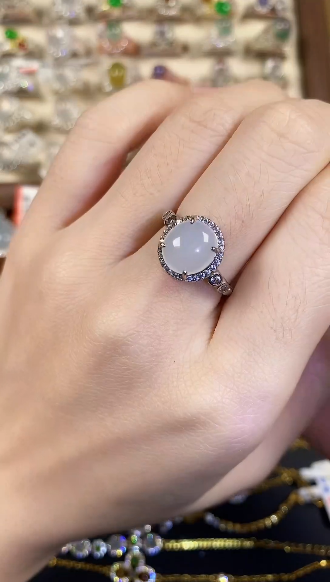 银S925镶嵌戒指翡翠天然A货翡翠5