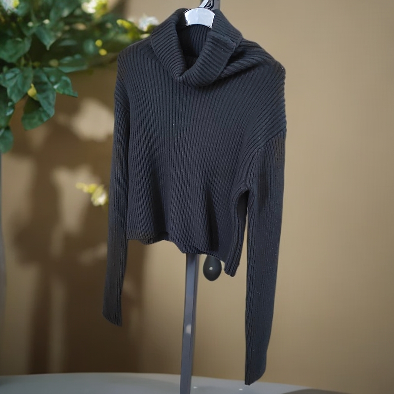 短款长袖薄款毛针织衫上衣时尚针织衫休闲秋冬高领毛连帽