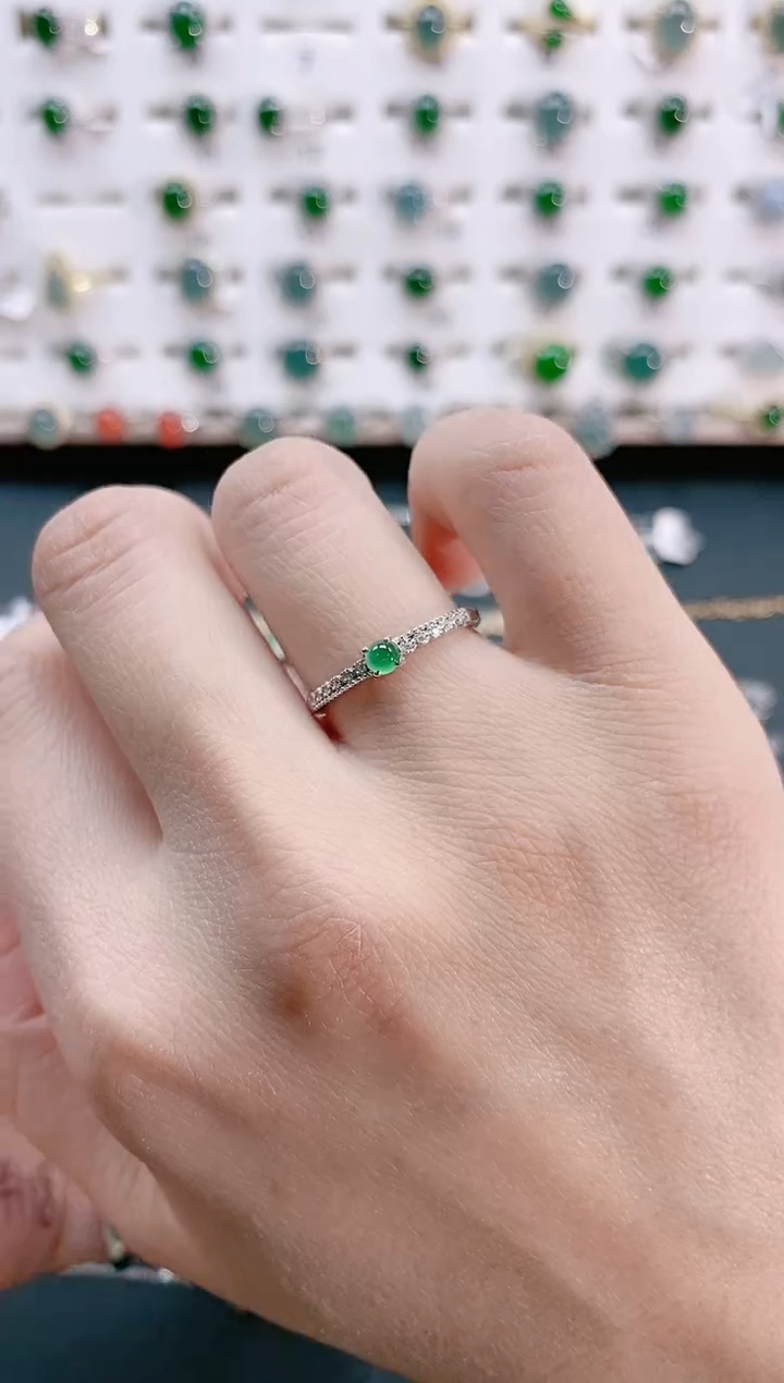 【闪购商品】翡翠戒指银S925镶嵌天然翡翠