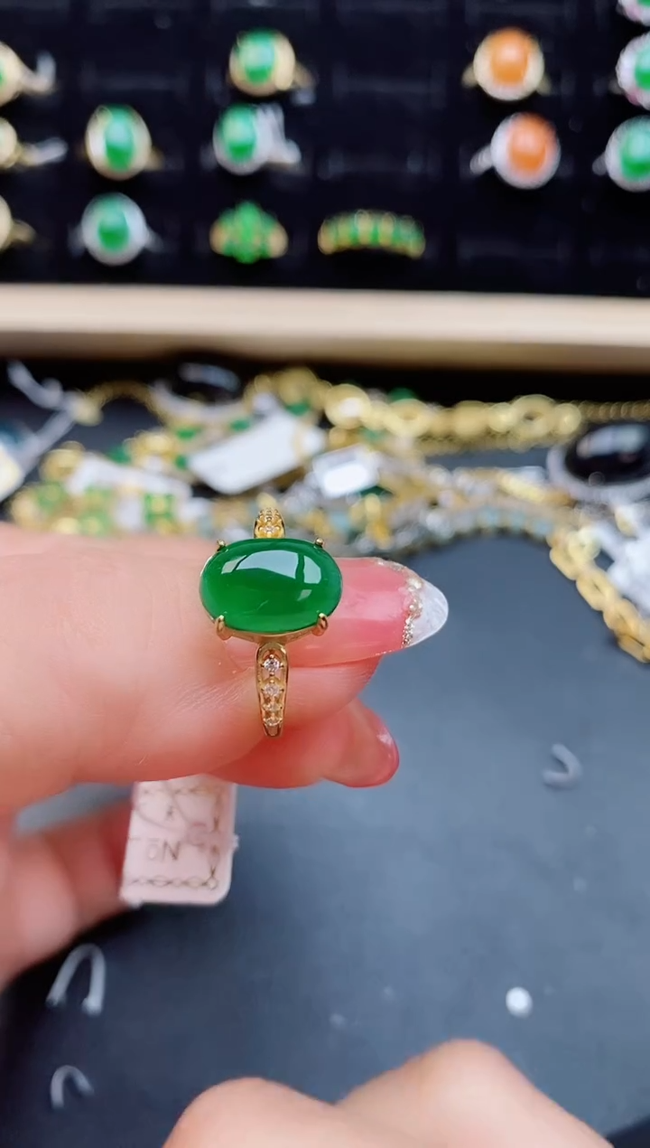 【闪购商品】翡翠戒指银S925镶嵌508005