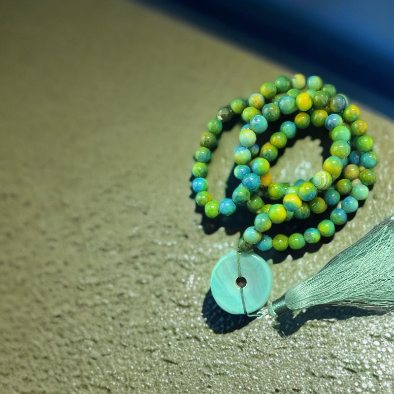 【照耀千秋 尽耀光芒】A918太古药珠绿因子毛衣链