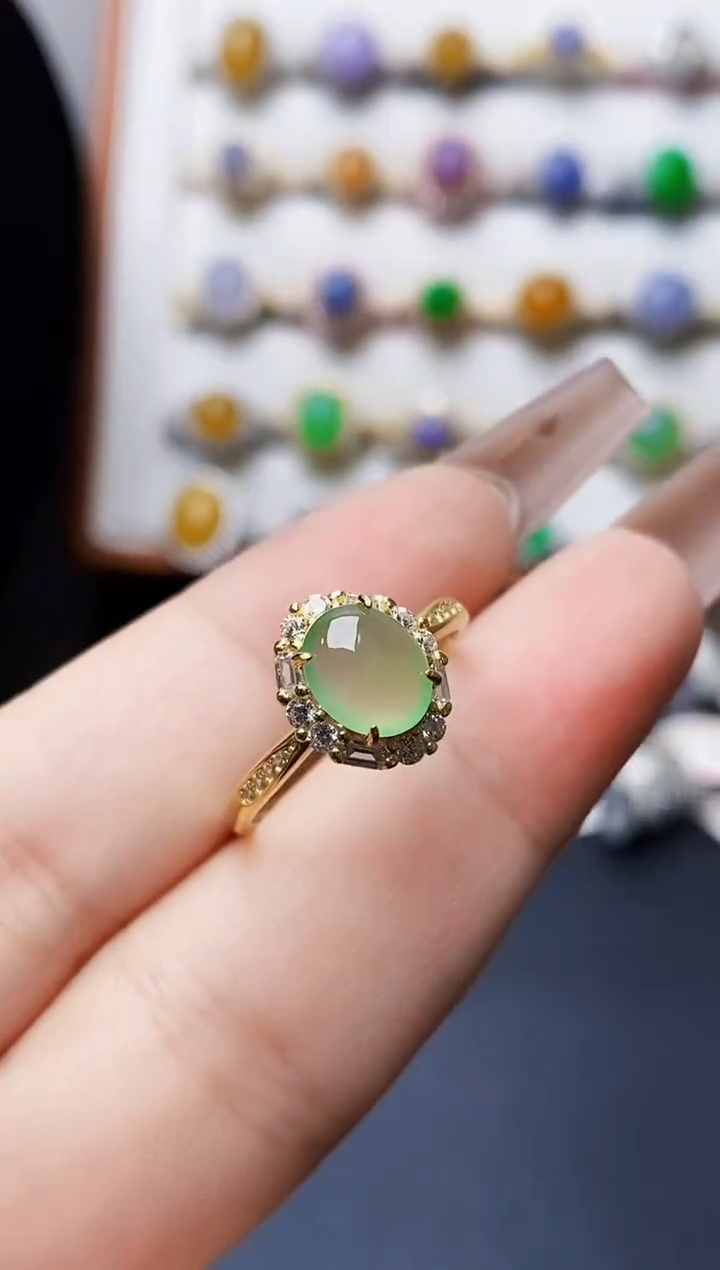 银S925镶嵌戒指翡翠2257