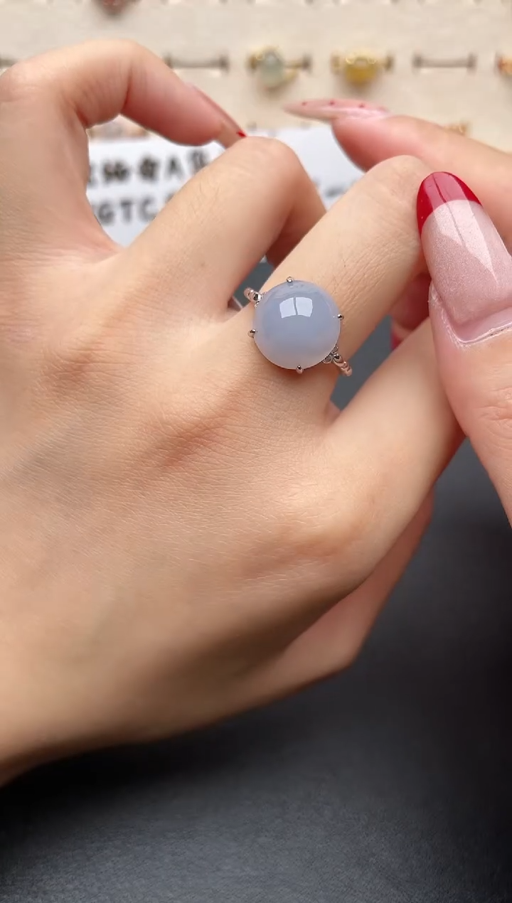 【闪购商品】翡翠戒指银S925镶嵌一物一证一礼盒