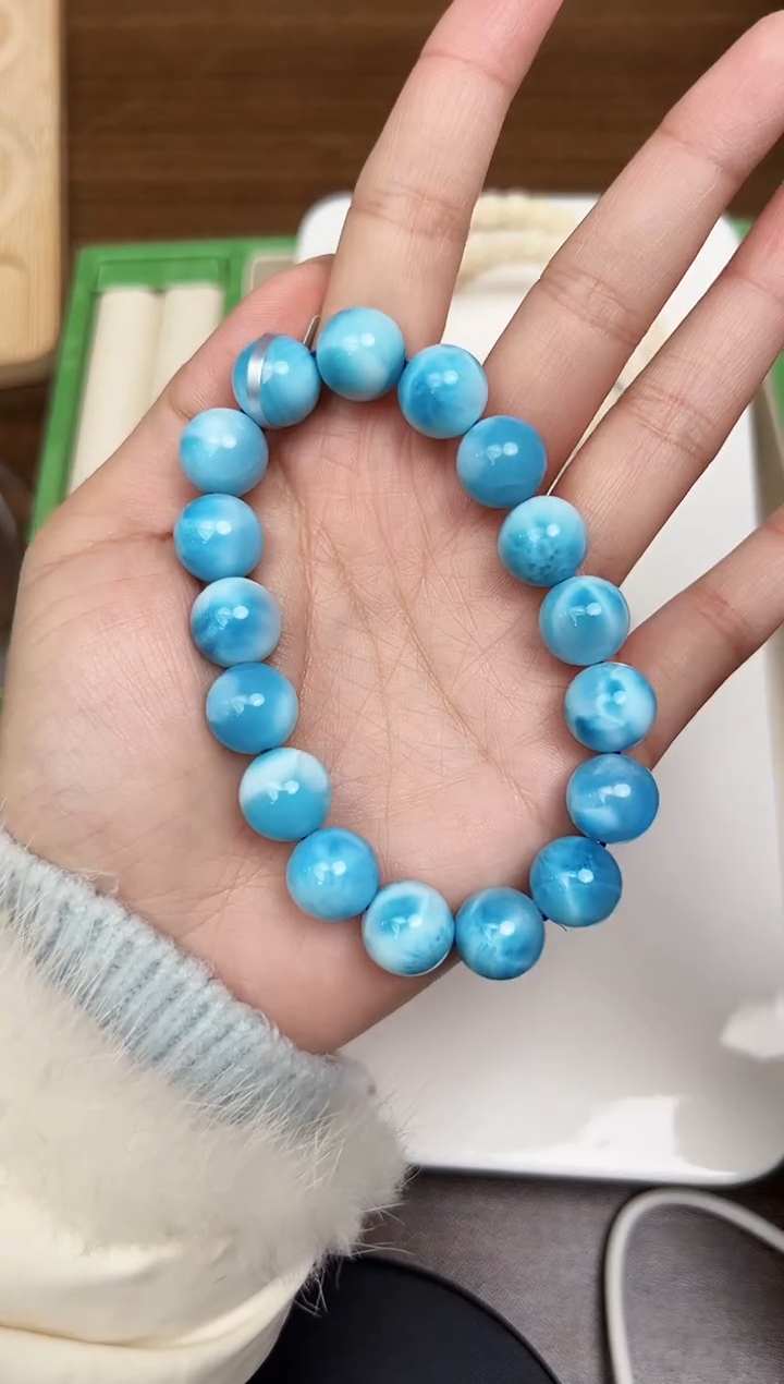 未镶嵌针钠钙石（海纹石）手链悦4293 约12mm