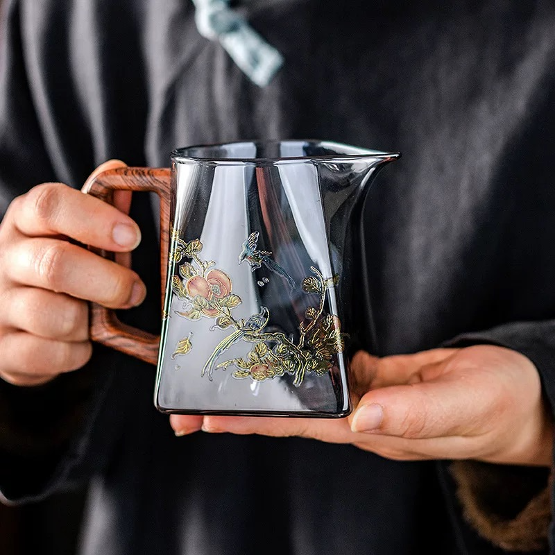 玻璃观山公道杯带手柄耐热分茶器滤倒茶公杯茶海功道茶具1696
