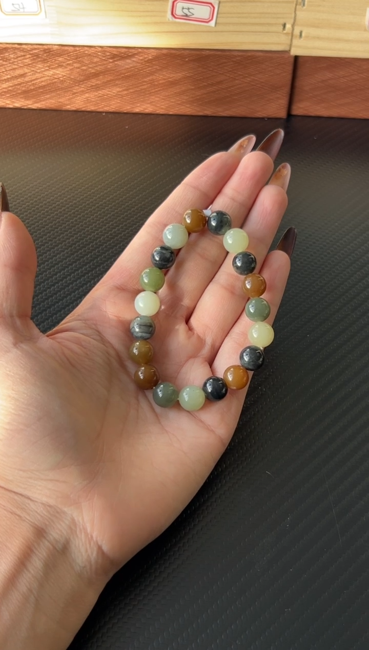 未镶嵌手串和田玉若羌微色差卡10m