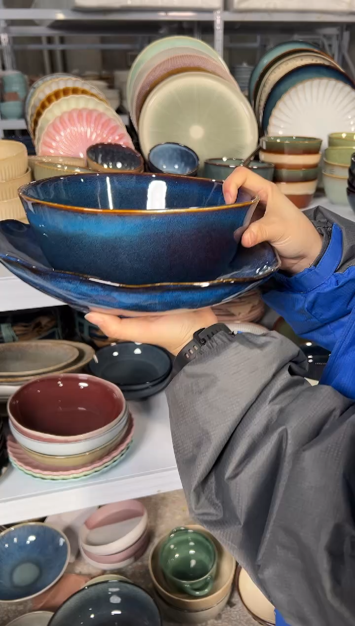 陶瓷外贸尾货瑕疵满20包邮X1大盘1汤盆
