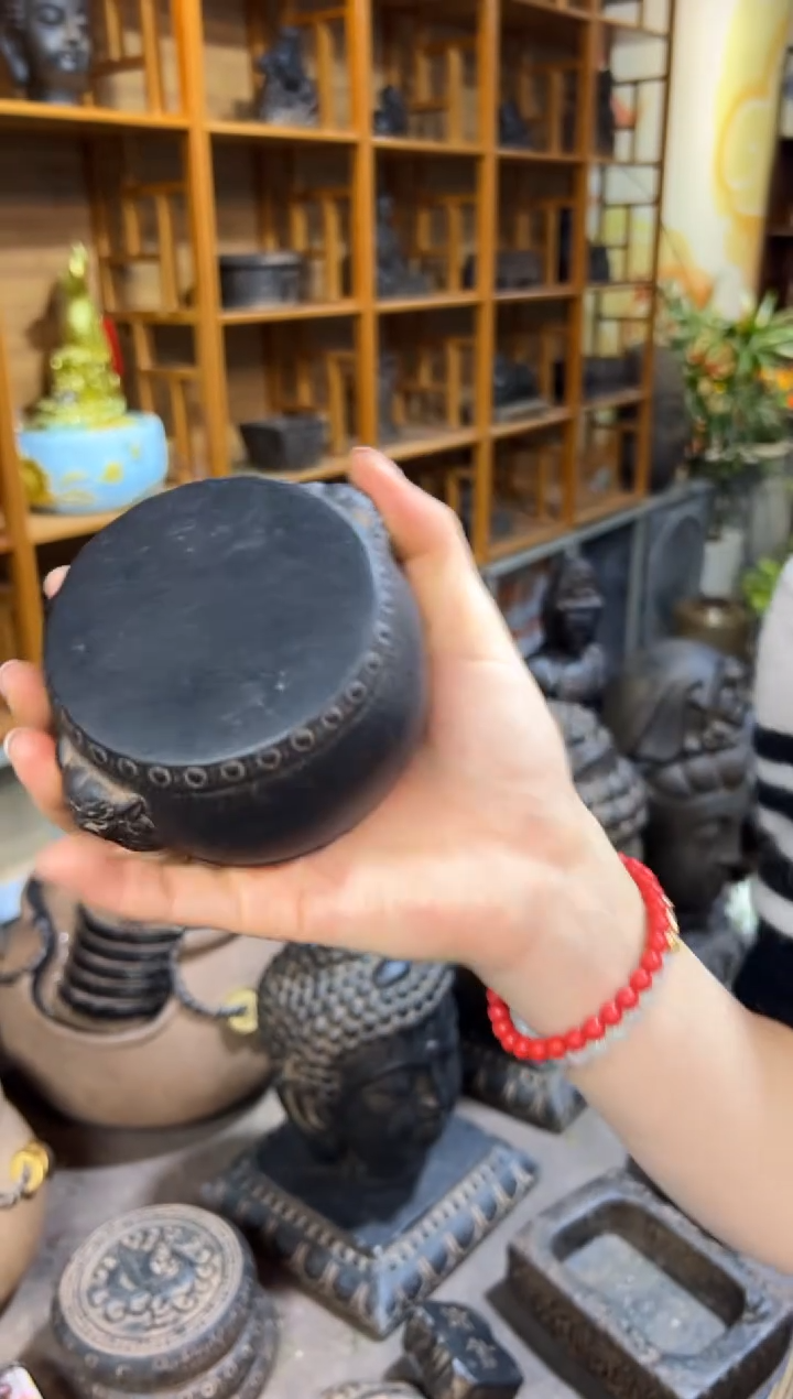 陶土【火山泥】兽头小鼓