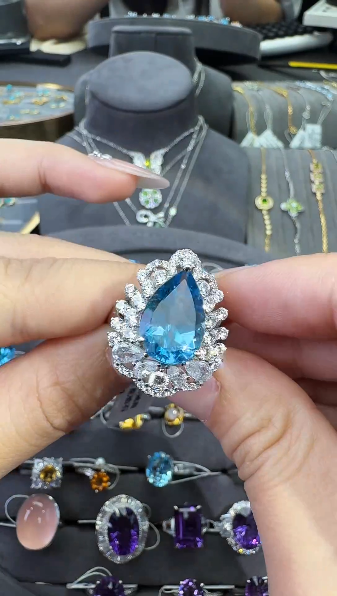 银S925镶嵌戒指托帕石10ct/托帕石戒指