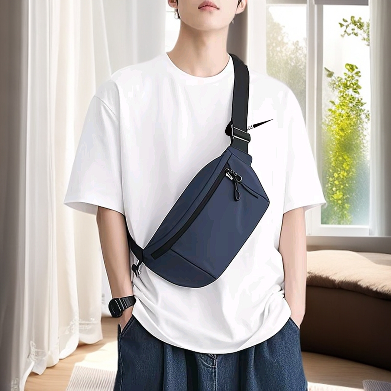 潮品联名款潮牌T恤男女同款时尚百搭印花t恤短袖黑白小NO1