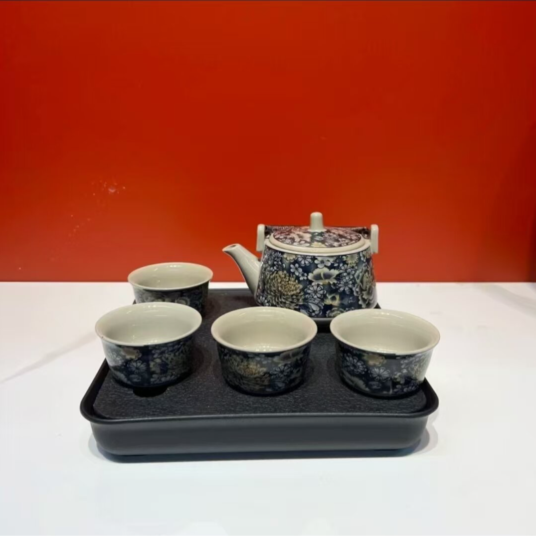 一鸣 万花牡丹提梁壶(双鱼)一壶四杯1797