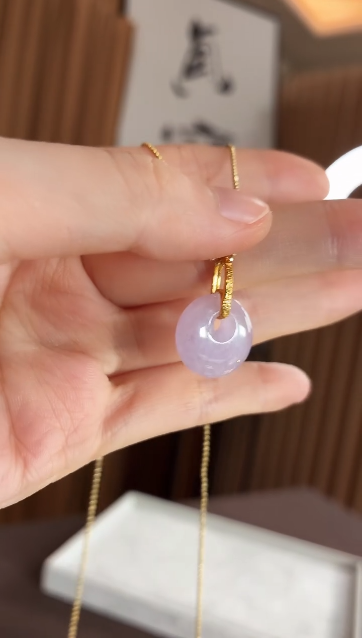 吊坠(不含链)18K金镶嵌翡翠吊坠