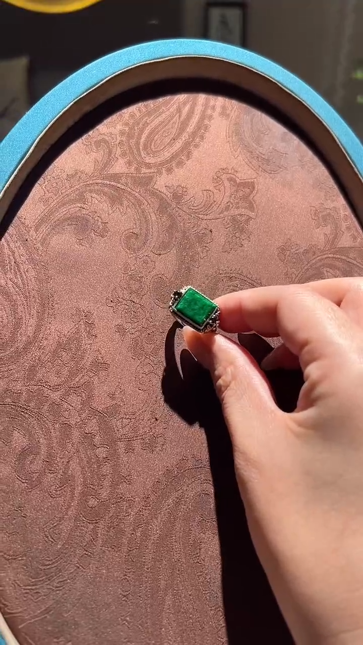 【闪购商品】翡翠戒指银S925镶嵌红翡绿翠 14号