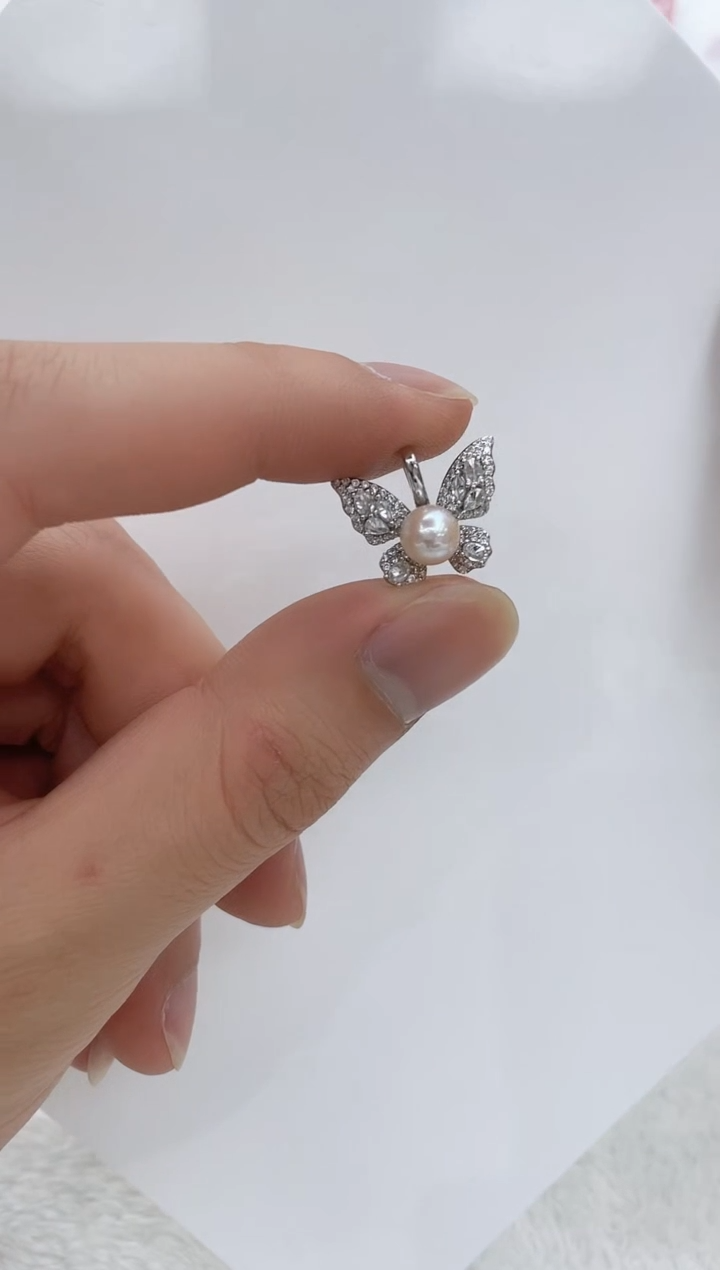 【闪购商品】海水珍珠吊坠(不含链)银S925镶嵌海水珍珠吊坠