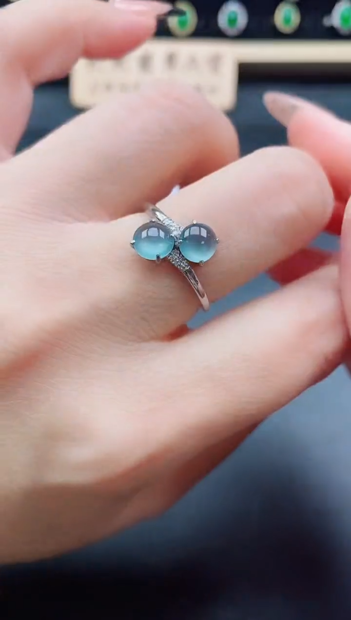 银S925镶嵌戒指翡翠1