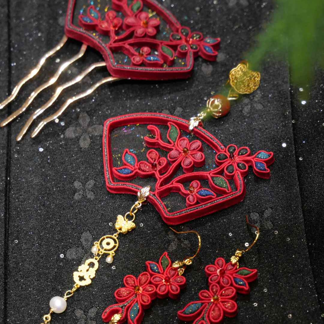 非遗手工盘扣【四君子·梅花】压襟or胸针or发梳or耳环 国风新中式