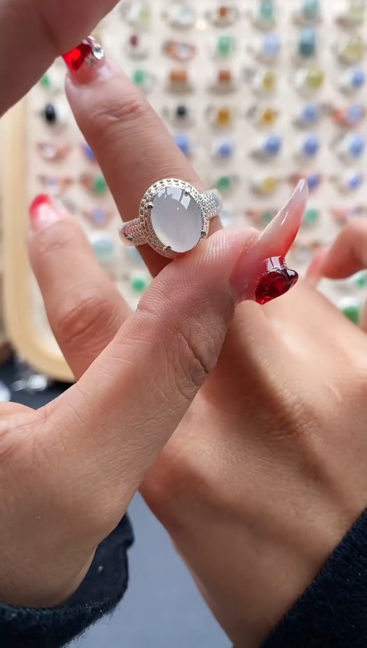 【闪购商品】翡翠戒指未镶嵌缅甸天然A货翡翠444  9+6