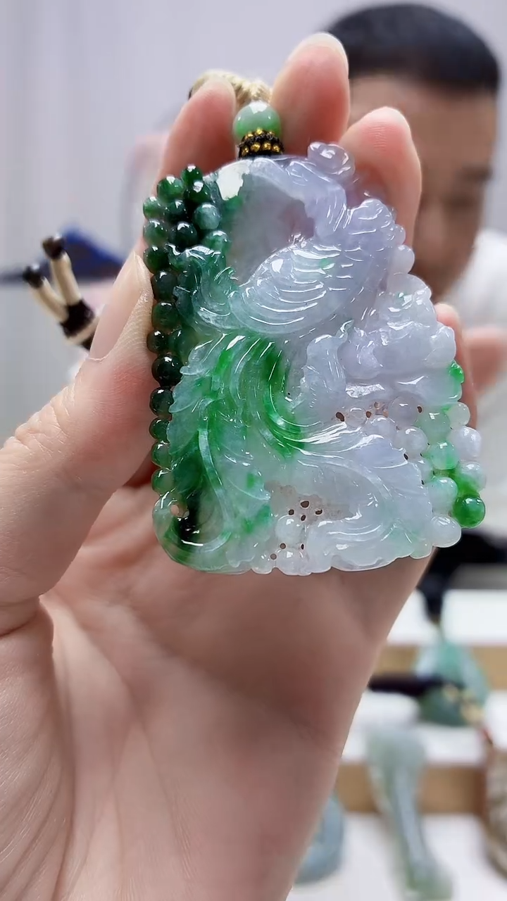 未镶嵌定制翡翠4898zm-毛货挂件凤凰133