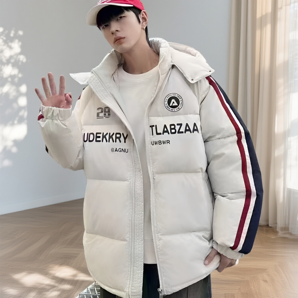 2025中大童冬季新款青少年男童加棉加厚外套棉衣时尚百搭连帽潮流