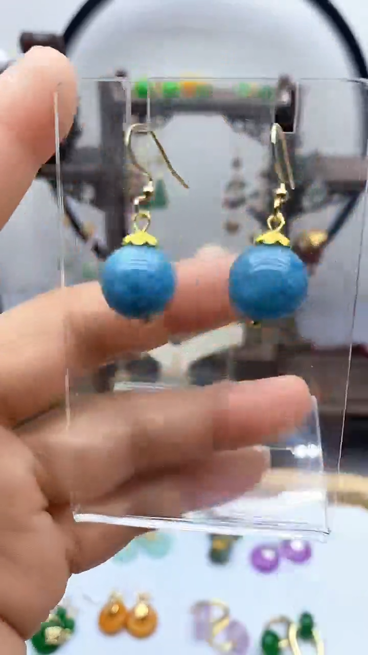 海蓝宝石耳坠14K金镶嵌27