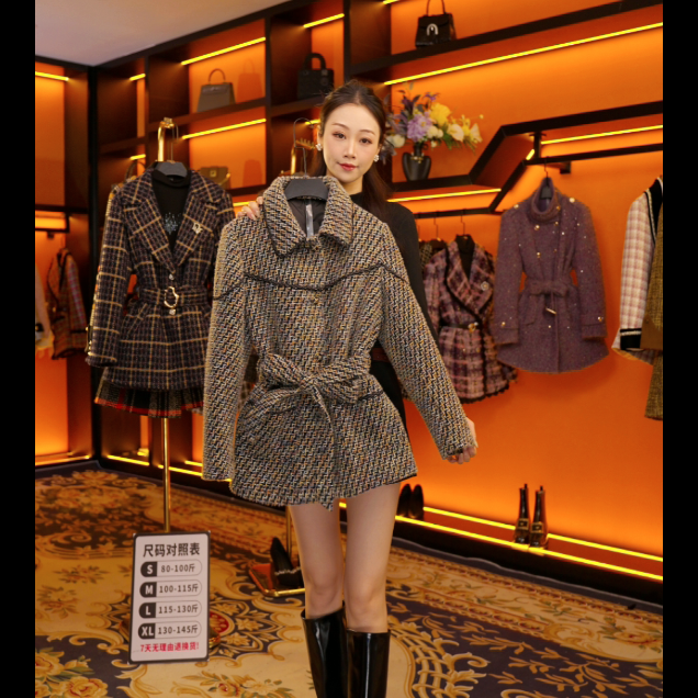 【YX】秋冬气质小香风轻奢冬季时尚女士收腰羽绒中长款  A038