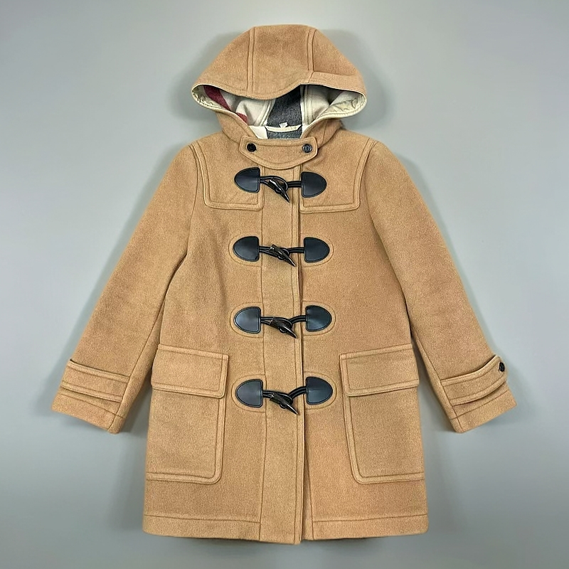 99新 BURBERRY/博柏利 241095/UK6/双皇冠连帽牛角扣巴宝莉大衣