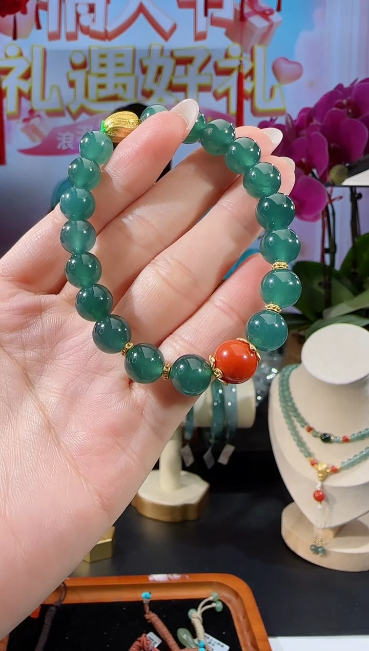 【闪购商品】翡翠手串银S925镶嵌手串多样性发一