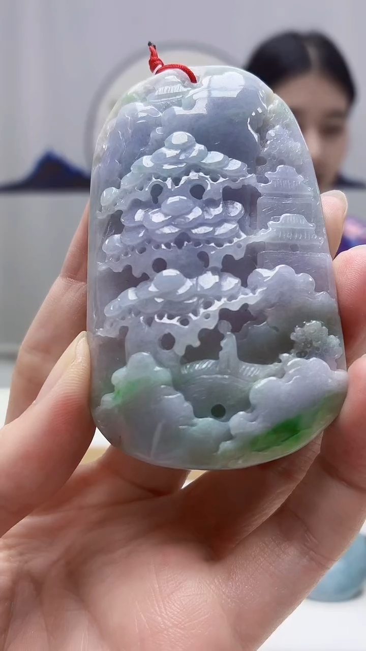 未镶嵌定制翡翠4812zm-毛货挂件山水23