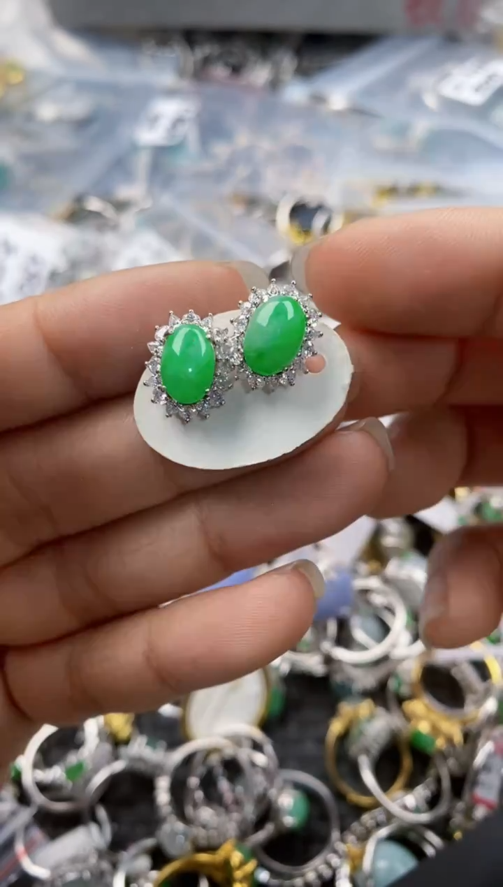 银S925镶嵌戒指翡翠444---10