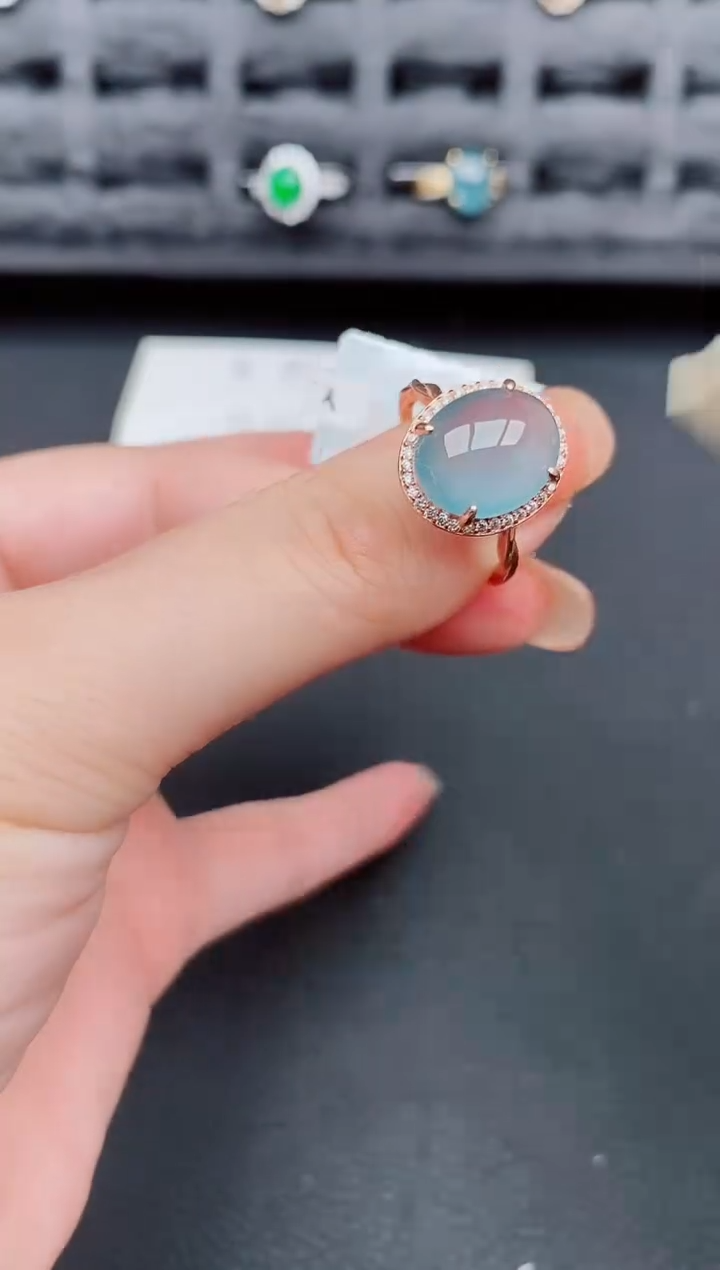 翡翠戒指银S925镶嵌天然a货翡翠193