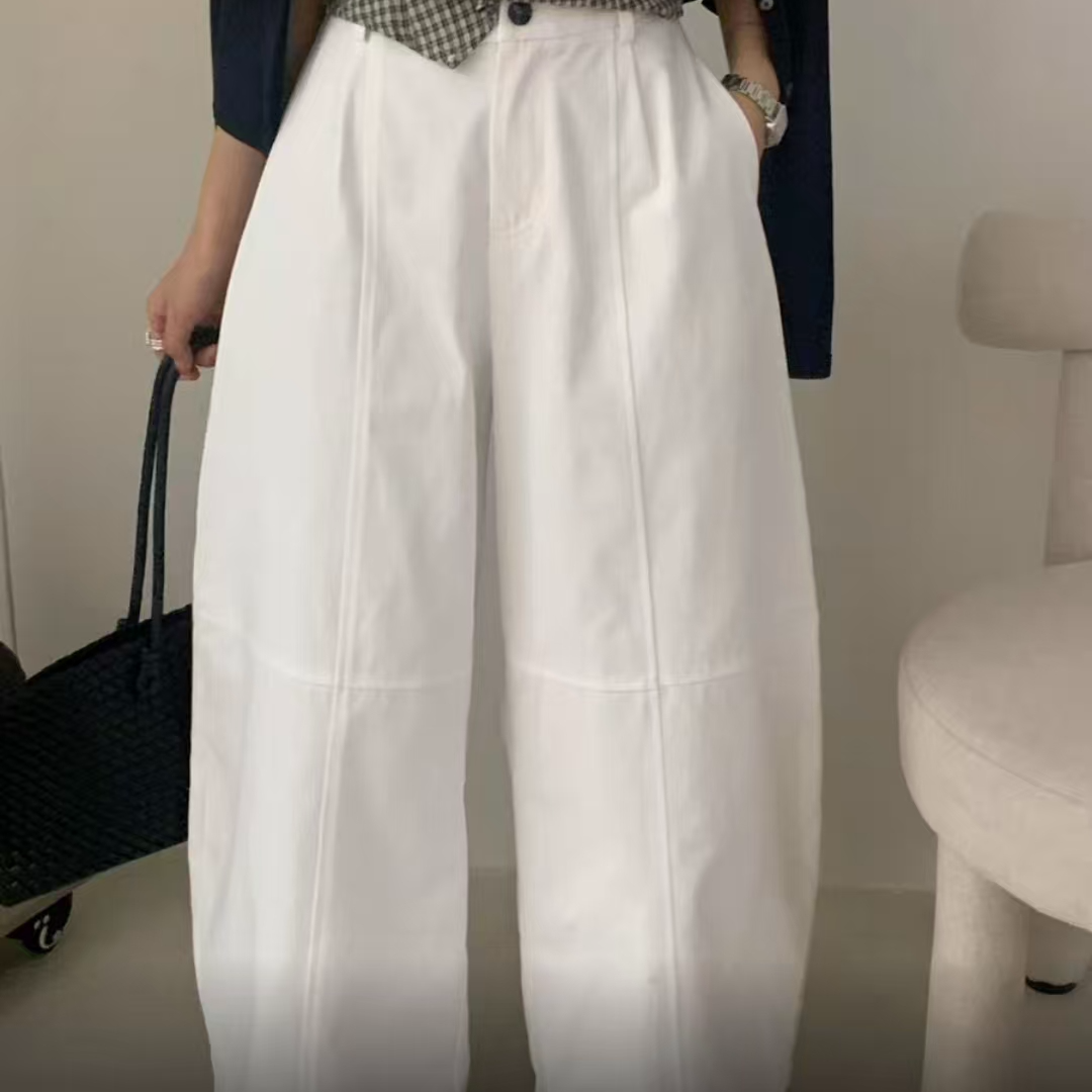 【艾萱萱】8520款韩版百搭简约慵懒弯刀裤女秋 约101